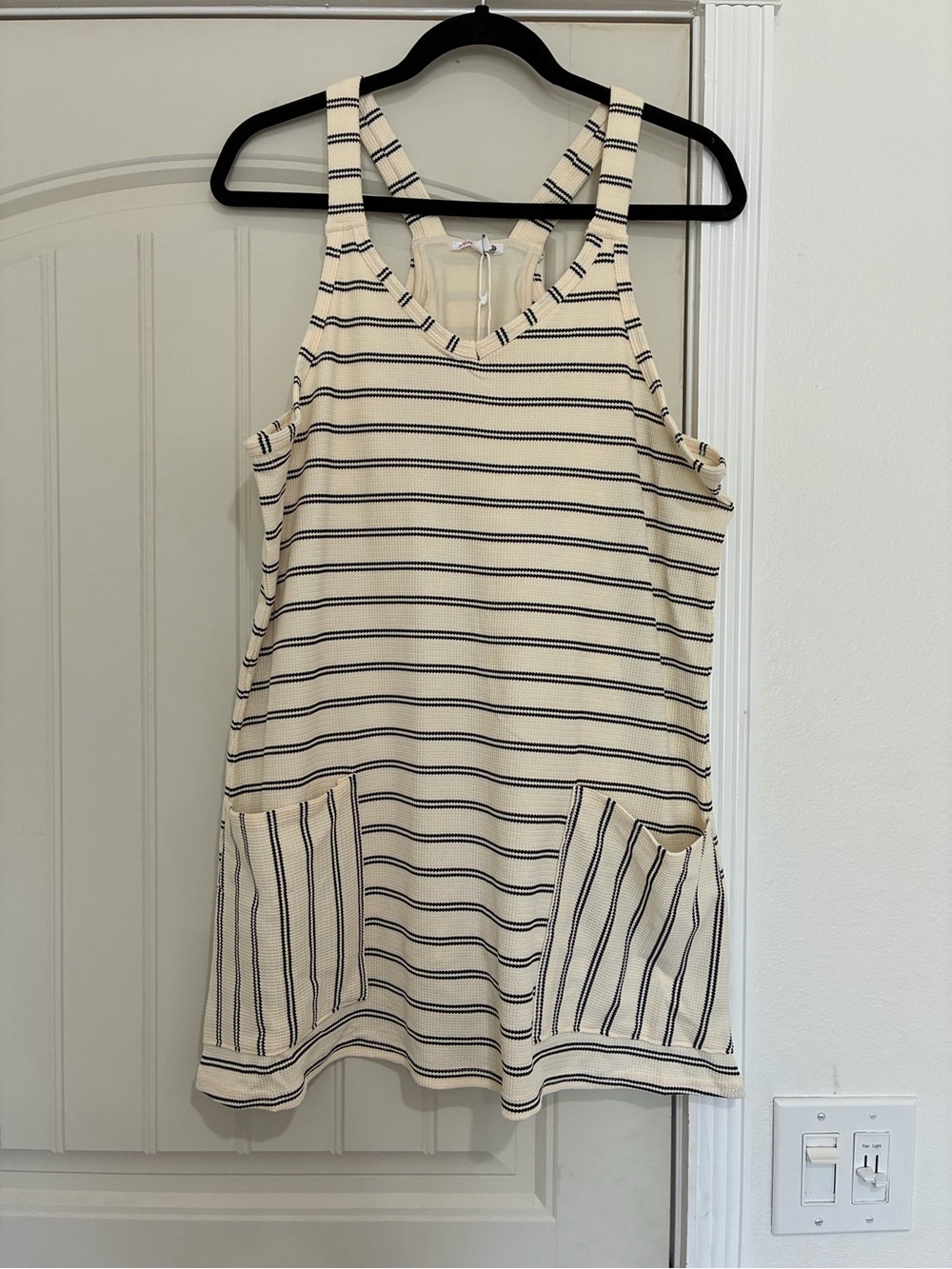 Sundry Cream and Navy Striped Romper NWT